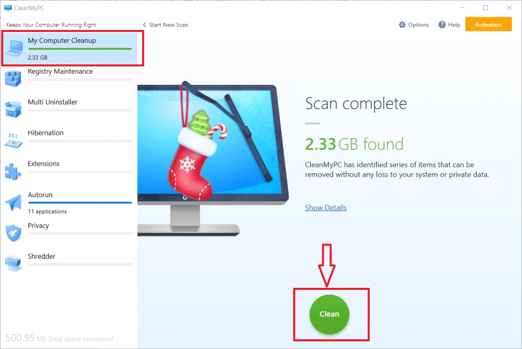 click My Computer Cleanup in CleanMyPC