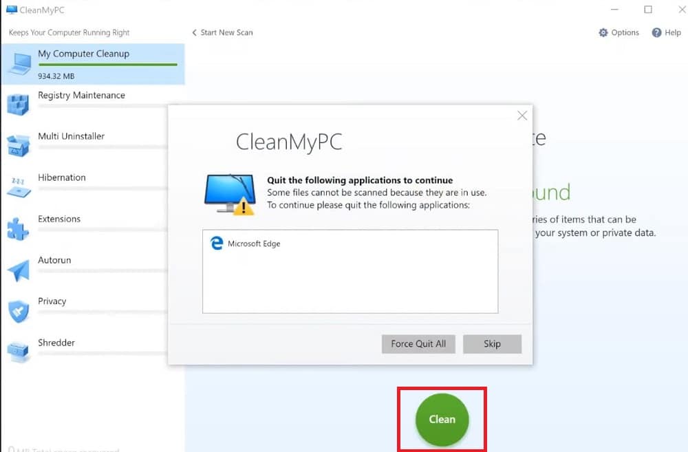 My Computer Cleanup in CleanMyPC – Clean