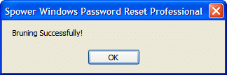 Brennen der Passwortrücksetzungs-Disk erfolgreich abgeschlossen