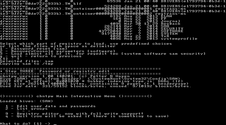 modifier données utilisateur et mots de passes sur NTPassword