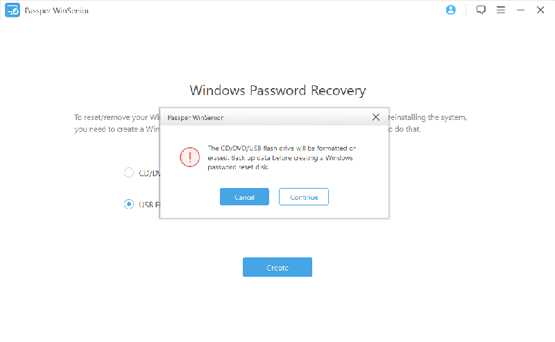 créez un disque de réinitialisation de mot de passe Windows