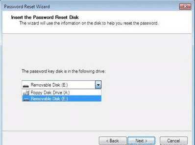 password reset disk location