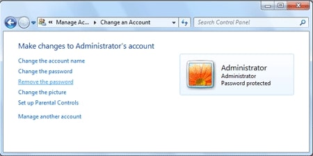 rimuovi la password di accesso a Windows 7