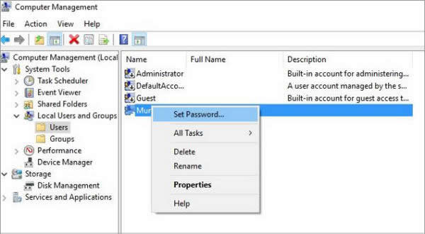 Définir le mot de passe sur Windows 7