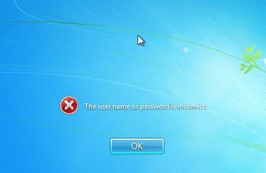 The user name or password is incorrect in laptop