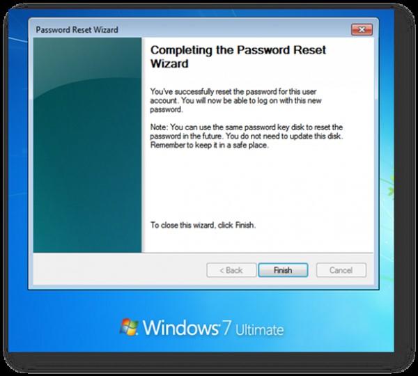 completing the password reset wizard in laptop