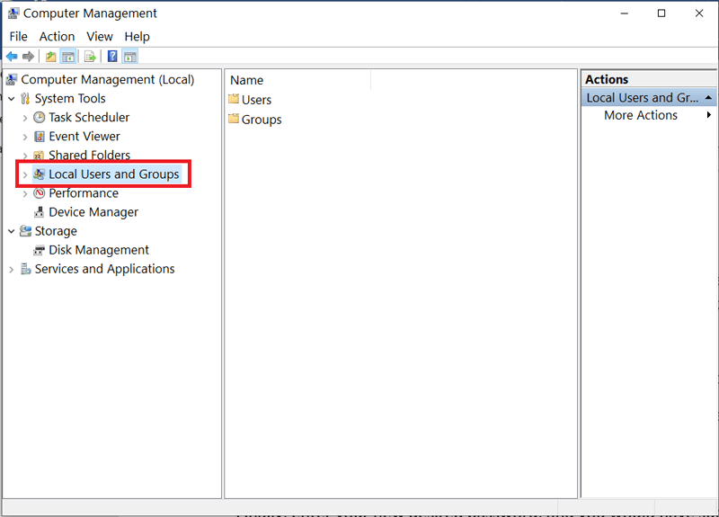 Dell laptop Computer Management to see the users on the computer