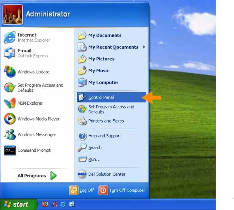 panneau de configuration de Windows XP/Vista