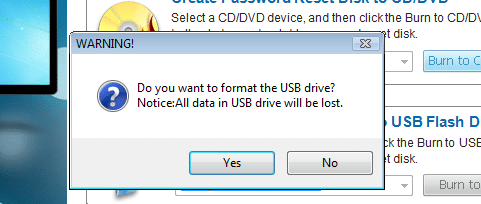do you want to format the usb
