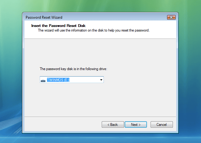 Select the reset disk to reset gateway laptop password