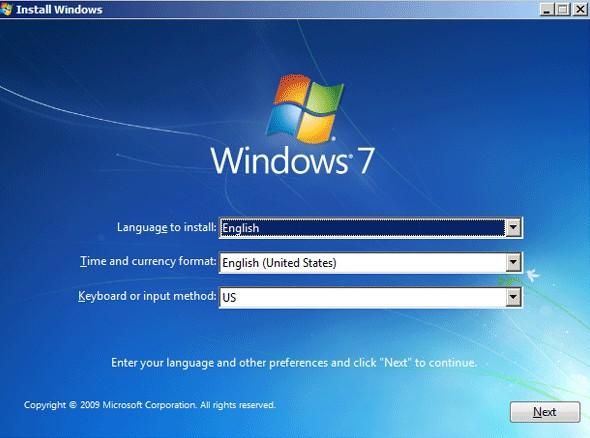 install windows 7