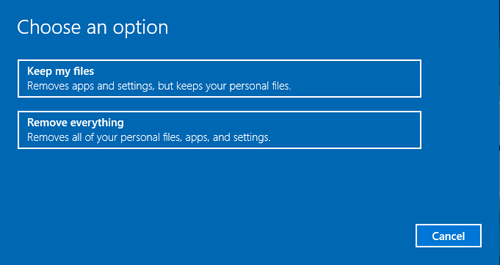 Keep my files (Meine Dateien behalten) im HP Laptop