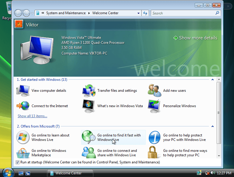 log into Windows vista with new password