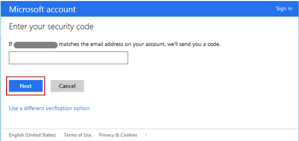 Windows 8 microsoft enter your security code