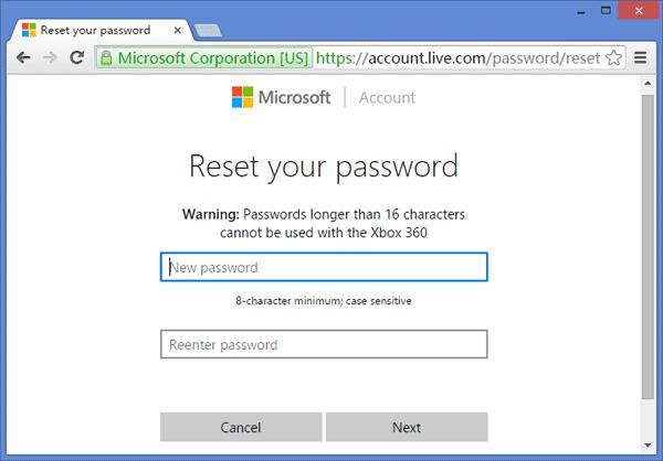 reset your microsoft account password for Windows 8