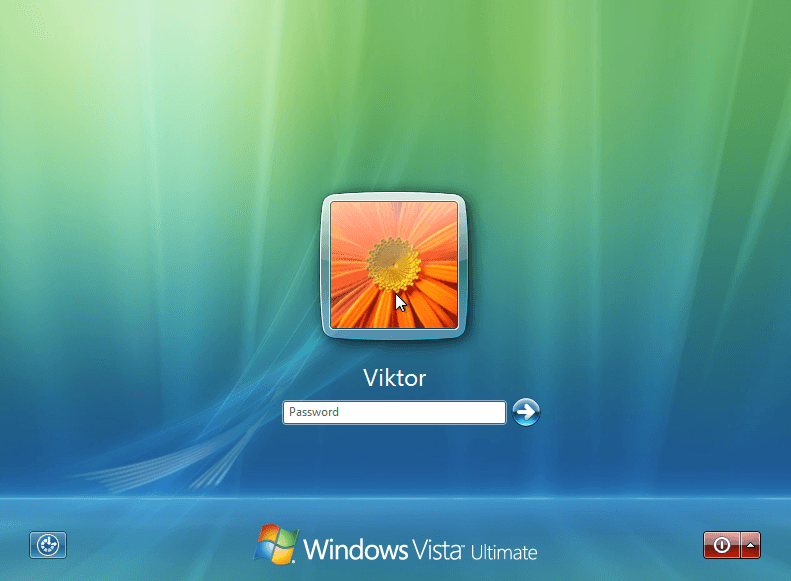écran de connexion Windows Vista