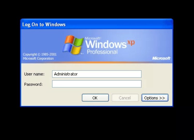 Windows xp administrator logon