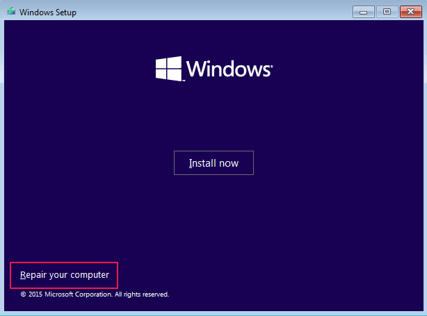 Choisissez Repair your computer sur l'ordinateur portable HP