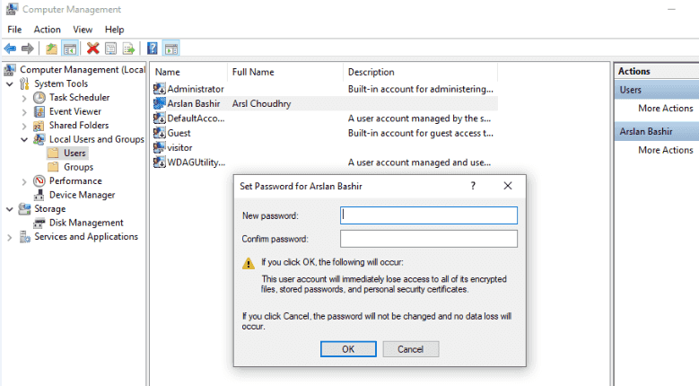 Tapez le nouveau mot de passe puis cliquez sur Ok pour réinitialiser le mot de passe de l'ordinateur Windows bloqué