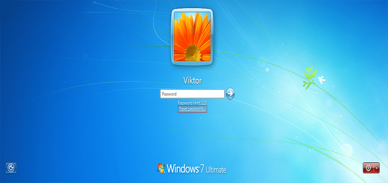 reset password link in Windows 7