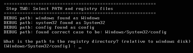 registry directory in NT Password