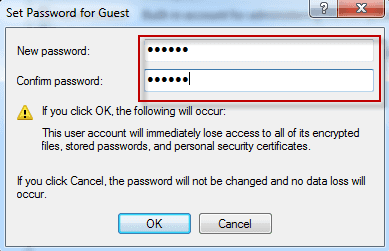 Set new password for user