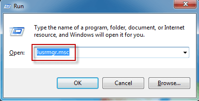 type lusrmgr.msc to open local users and groups