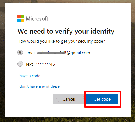 Verify your identity for Windows 10