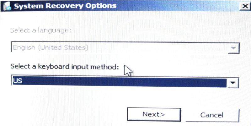 options de récupération système sur un ordinateur portable Gateway