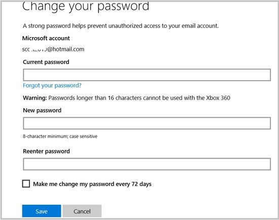 sauvegarder le nouveau mot de passe de compte Microsoft