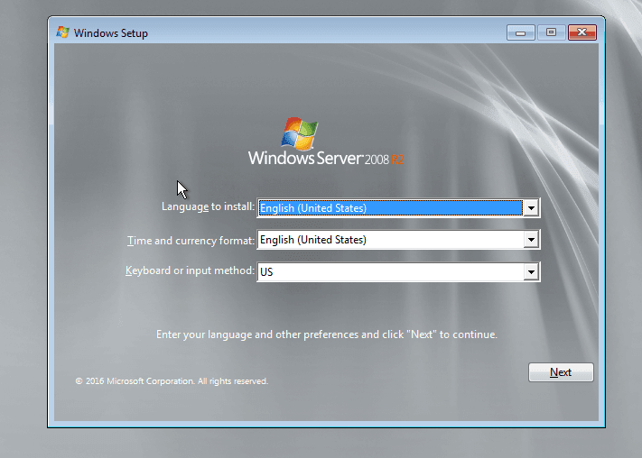 Sélectionnez l'option appropriée pour la réinitialisation de mot de passe Windows Server 2008 R2