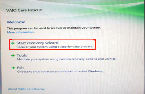 Start Recovery Wizard