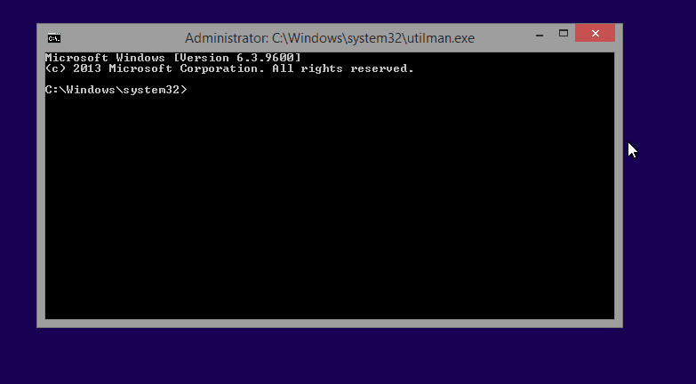 Eingabeaufforderungsfenster, das mit Administratorrechten in Windows 8.1 ausgeführt wird