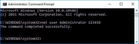 saisissez la commande net user pour réinitialiser le mot de passe Windows 10