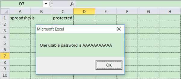 mot de passe de fichier MS Excel récupéré