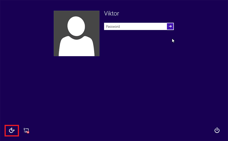 get back to the Windows 8.1 login screen and click the Ease of Access icon