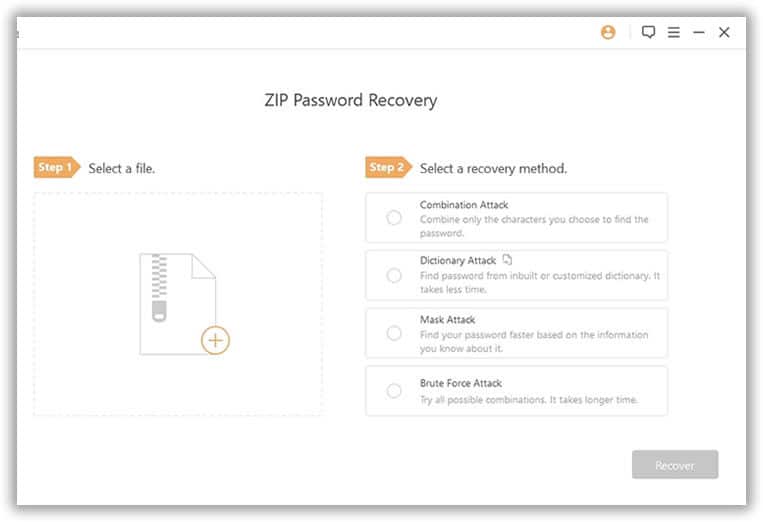 select a file and import into passper for zip