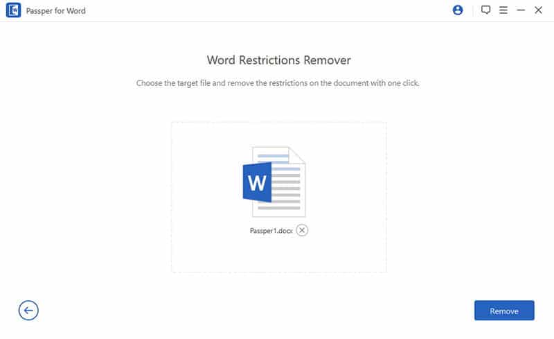 press remove to continue the removal of word document password