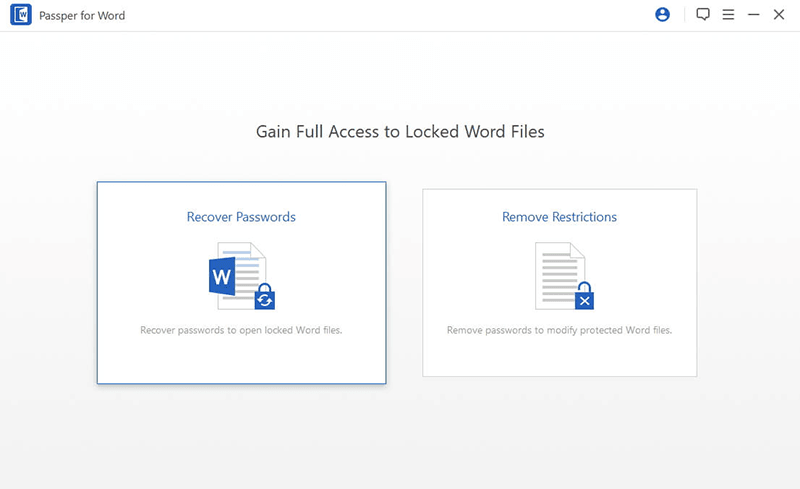 Select the option 'Recover Passwords' to edit a protected Word document
