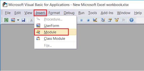 Wählen Sie die Option Modul, um eine Excel-Tabelle zu entsperren