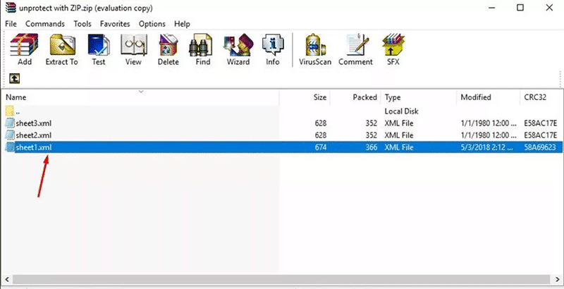 open the protected excel file in Notepad to unlock