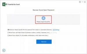 Click Recover Excel Open Password in Passfab