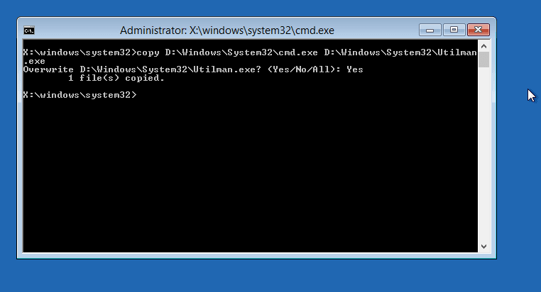 exécuter des commandes pour réinitialiser Windows 8.1 sans le disque tutoriel 2