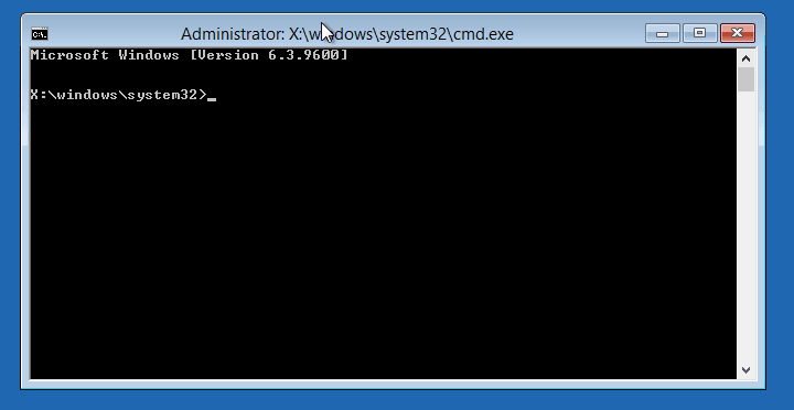 Capture d'écran du démarrage réussi avec l'invite de commande sous Windows 8.1