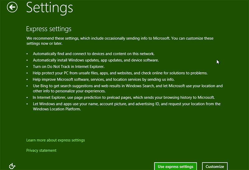 Setting in the process of windows 8.1 administrator password reset