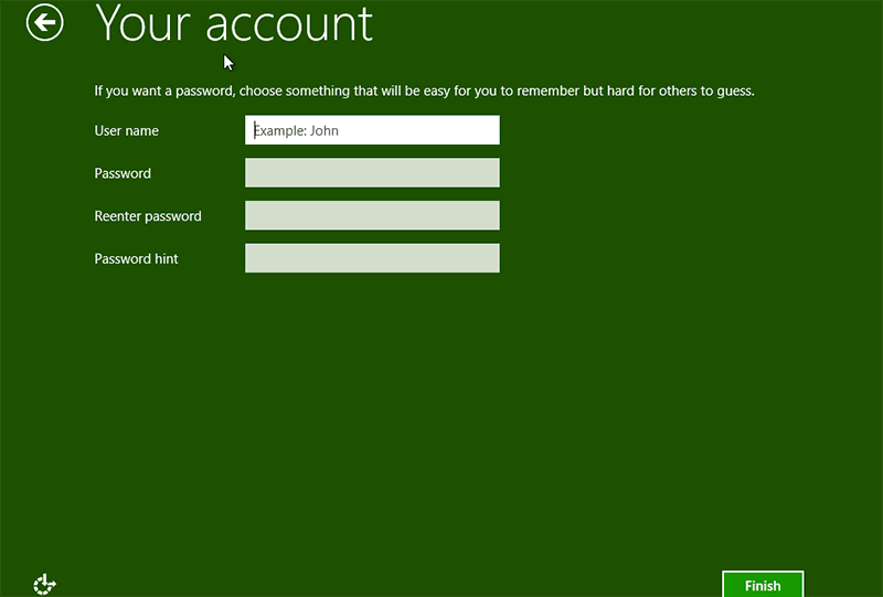 Your account setting in Windows 8.1