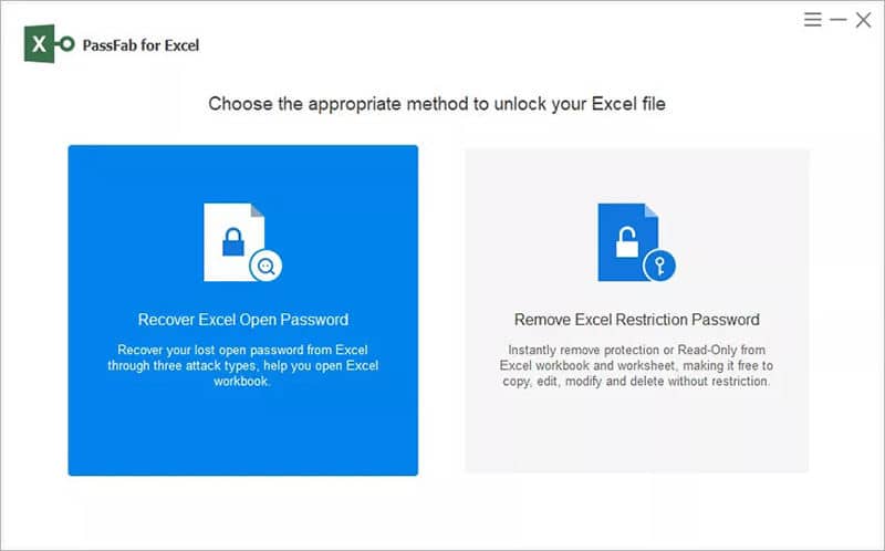 Klicken Sie auf Recover Excel Open Password in Passfab