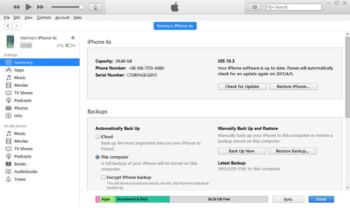 Click The Restore Backup Option On iTunes App