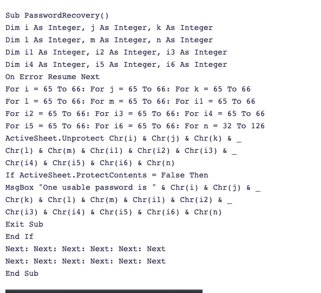 Geben Sie den VBA-Code ein, um das Excel-Kennwort zu umgehen