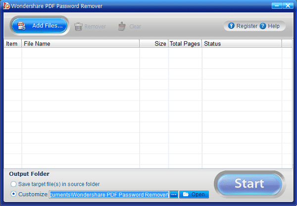 importez des fichiers PDF en utilisant le bouton Add Files